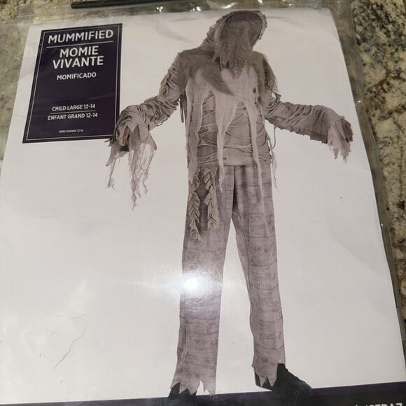 Mummified Mummy Ghost Scary Halloween Costume Child Large 12-14 - Picture 1 of 3